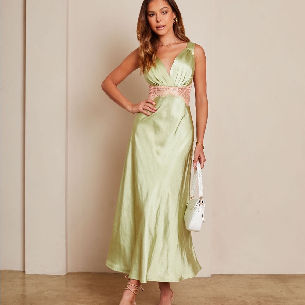 Elegant Green Satin Gown